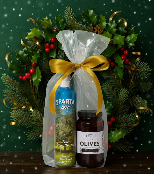 🎁 Sparta BIO organický extra panenský olivový olej + černé Kalamata olivy