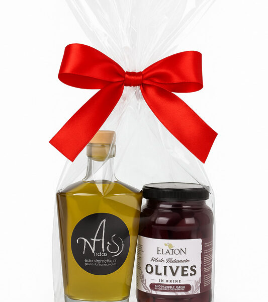 🎁 Naos organický extra panenský olivový olej  + černé olivy Kalamata