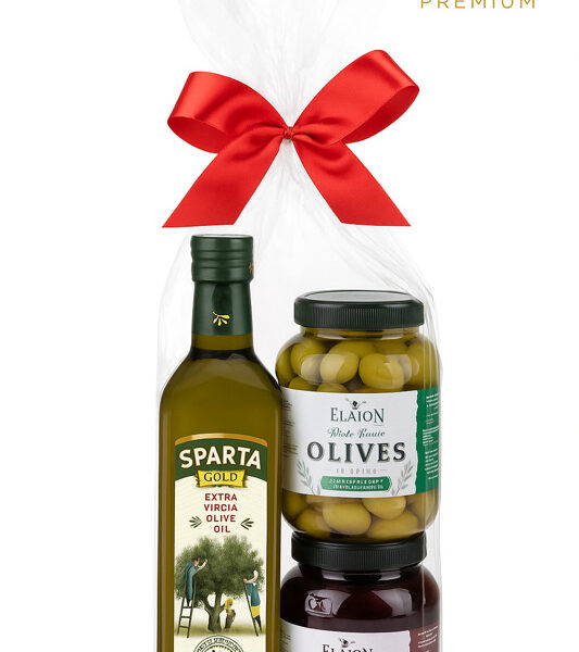 🎁 Sparta Gold extra panenský olivový olej  + Mix oliv černé Kalamata a zelené Chalkidiki