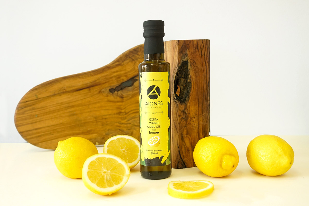 aeons-flavored-oil-lemon-2 AEONS EXTRA PANENSKÝ OLIVOVÝ OLEJ S PŘÍCHUTÍ CITRONU - Obrázek 1