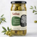 Zelené Chalkidiki Olivy bez pecky Sativa