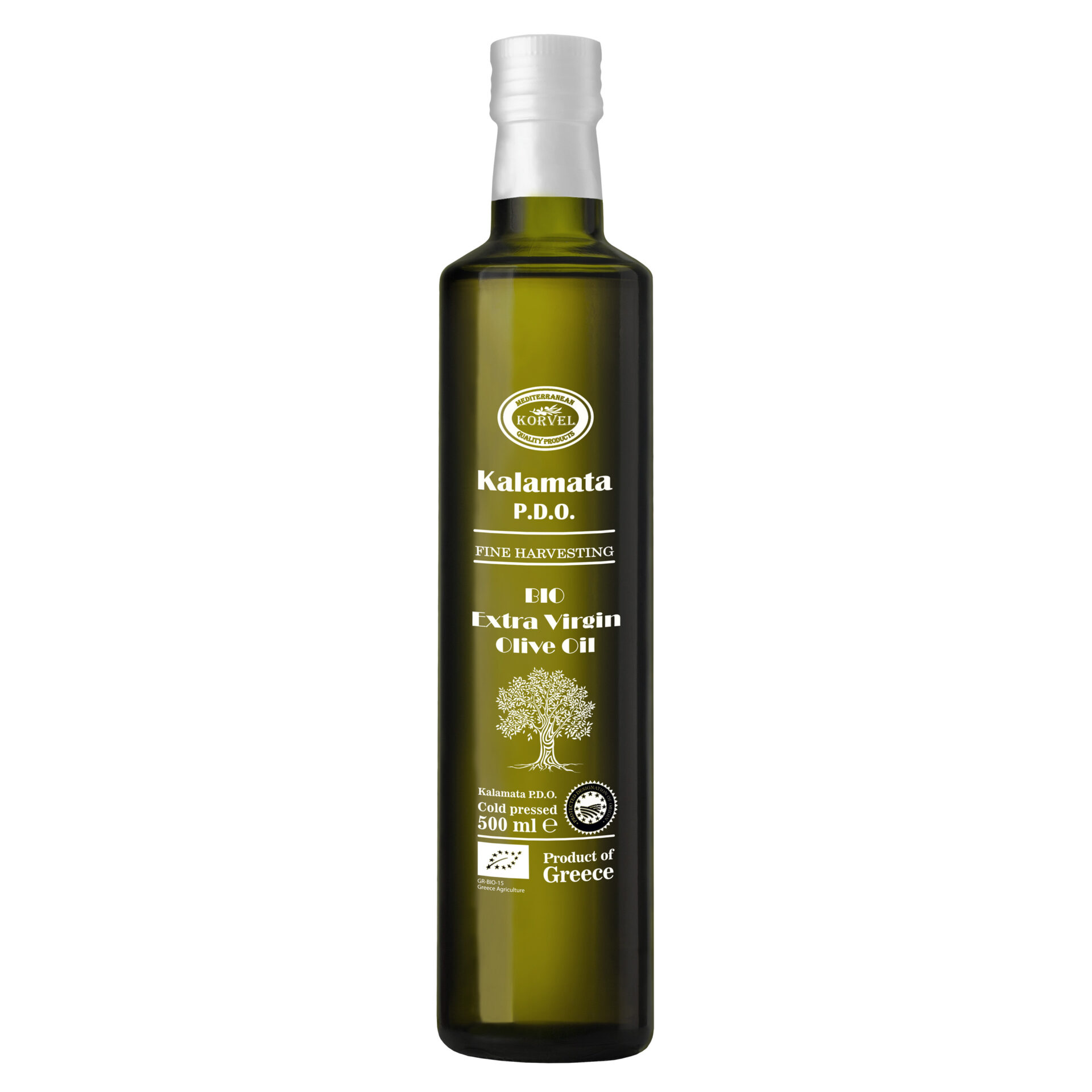 Korvel_extra_panensky_PDO_Kalamata Korvel- Řecký P.D.O. Kalamata organický extra panenský olivový olej - Obrázek 1
